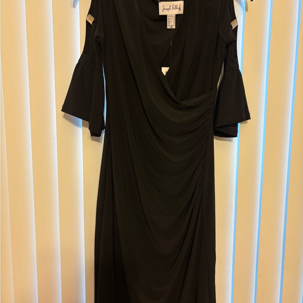 Joseph Ribkoff Black Draped Long Sleeve Dress